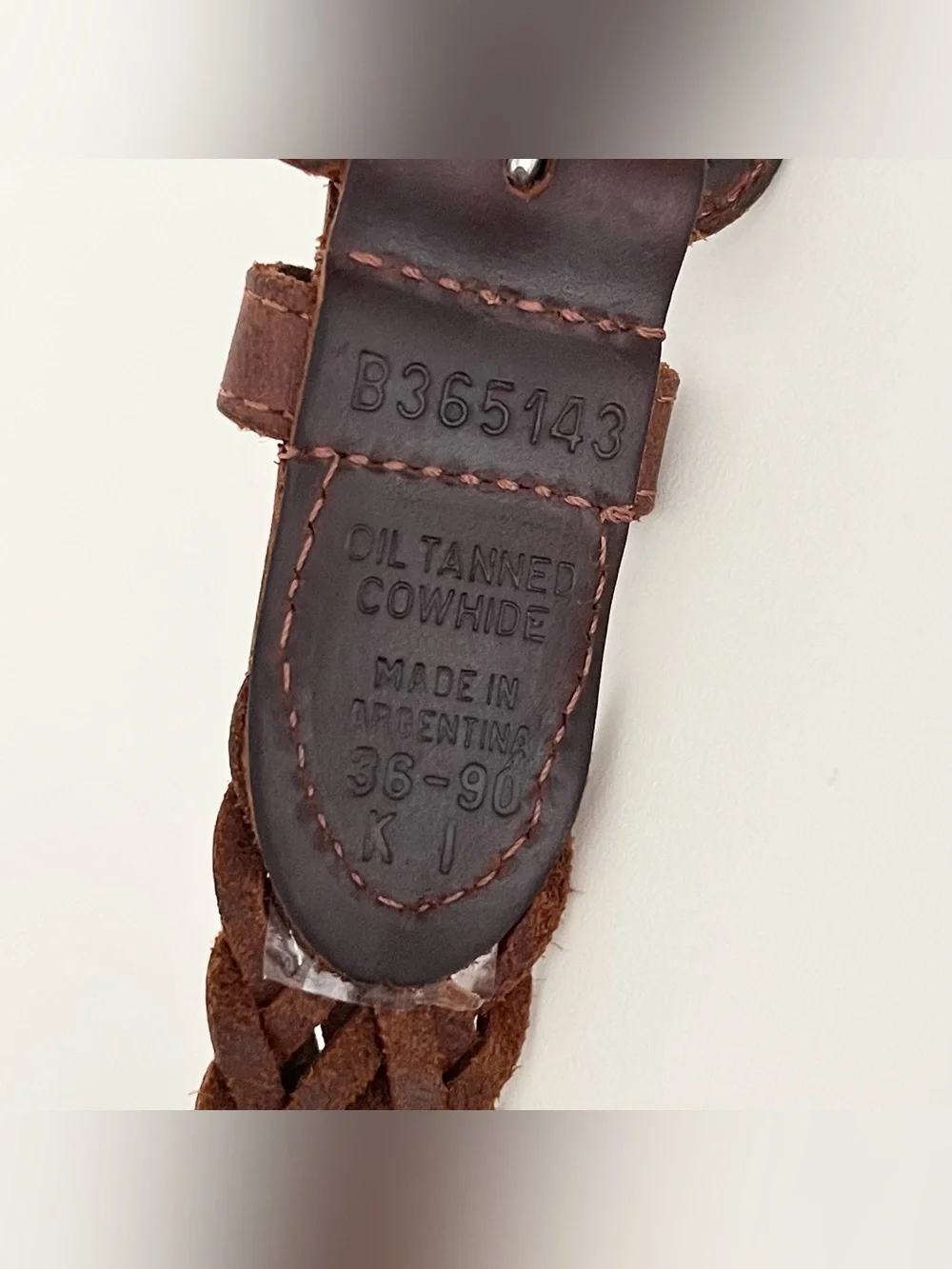 Women's Braided Woven Brown Leather Belt Oil Tanned Cowhide Argentina Boho Aged
